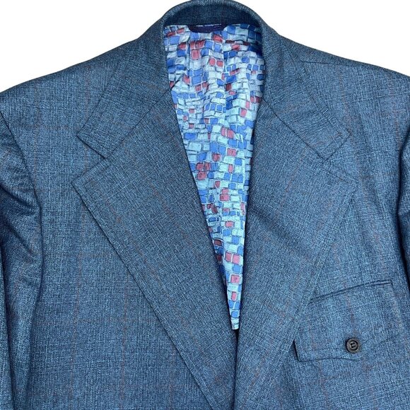 Unbranded Blazer Men 40 Blue Red Golden Emblem Tweed 60 70s Sport Jacket USA VTG - Picture 1 of 14